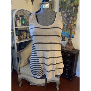 Women's Eric Alexandre Tank Top small Beige Brown Striped Sleeveless